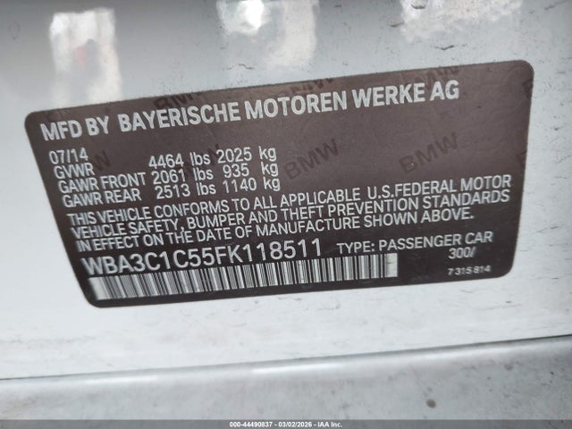 44490837 :رقم المزاد ، WBA3C1C55FK118511 vin ، 2015 Bmw 328i مزاد بيع