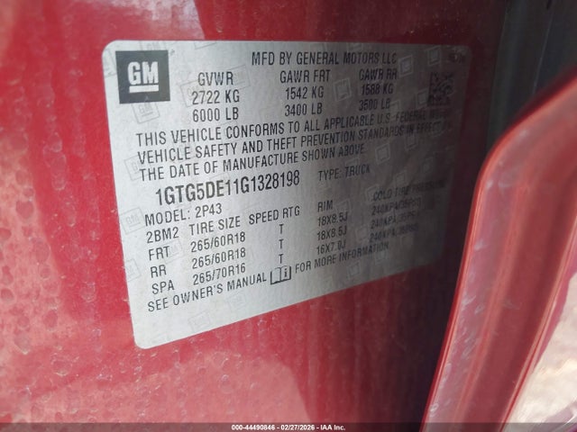 1GTG5DE11G1328198 GMC CANYON SLT