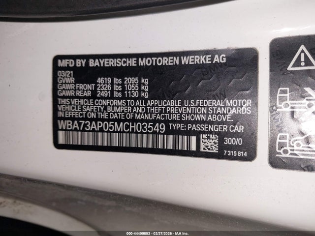 Продаж на аукціоні авто 2021 Bmw 430i Xdrive, vin: WBA73AP05MCH03549, номер лоту: 44490853
