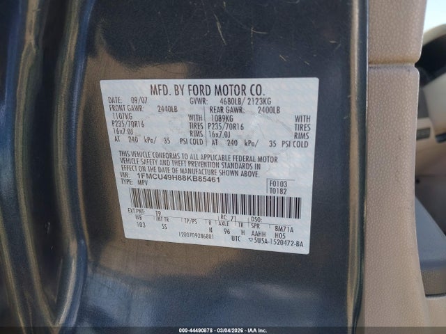 Продажа на аукционе авто 2008 Ford Escape Hybrid, vin: 1FMCU49H88KB85461, номер лота: 44490878
