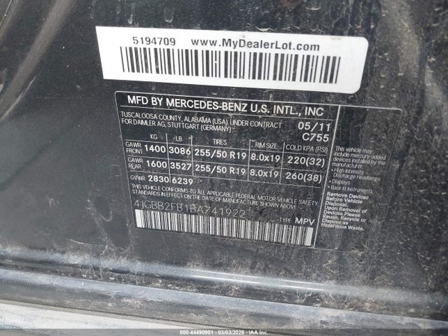 2011 MERCEDES-BENZ ML 350 BLUETEC 4JGBB2FB1BA741922 Photo 8