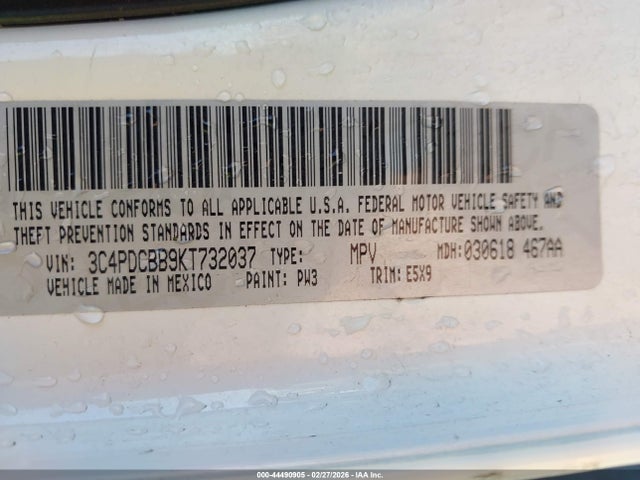 2019 DODGE JOURNEY 3C4PDCBB9KT732037 Photo 8