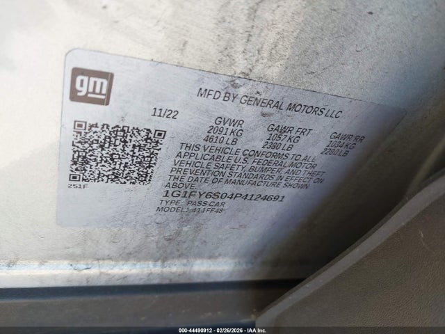 1G1FY6S04P4124691 Chevrolet Bolt Euv Fwd Lt