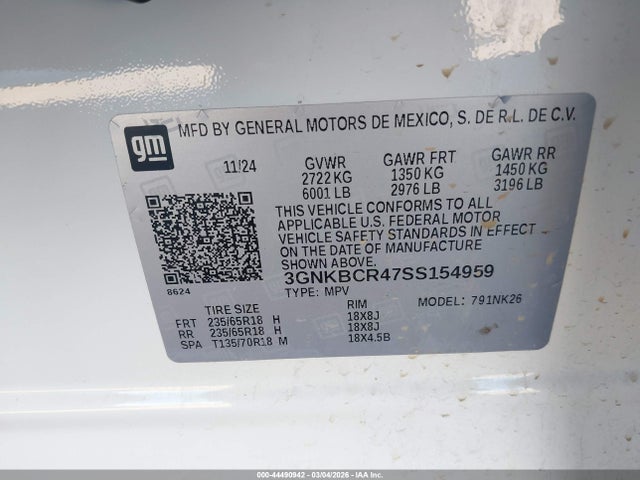 3GNKBCR47SS154959 Chevrolet Blazer Fwd 2lt