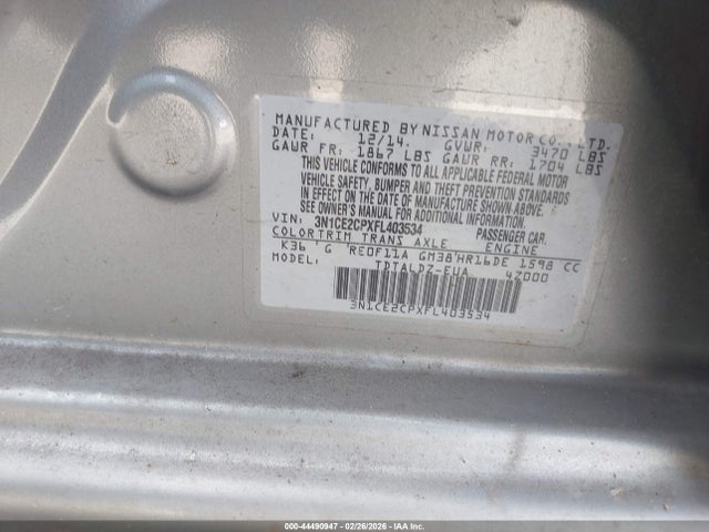 Nissan Versa Note S (sr)/s Plus/sl/sr/sv 2015 3N1CE2CPXFL403534 Image 9