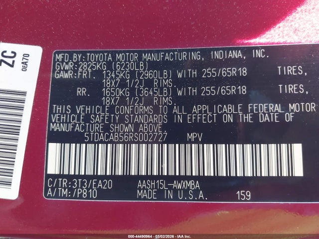 2024 TOYOTA GRAND HIGHLANDER 5TDACAB56RS002727 Photo 8