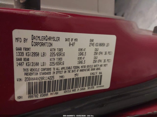 44490973 :رقم المزاد ، 2D8HN44H28R114225 vin ، 2008 Dodge Grand Caravan Se مزاد بيع