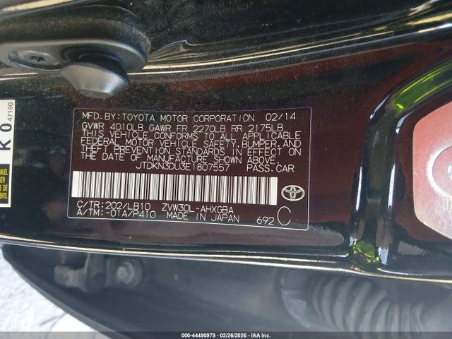 Toyota Prius Five 2014 JTDKN3DU3E1807557 Image 9