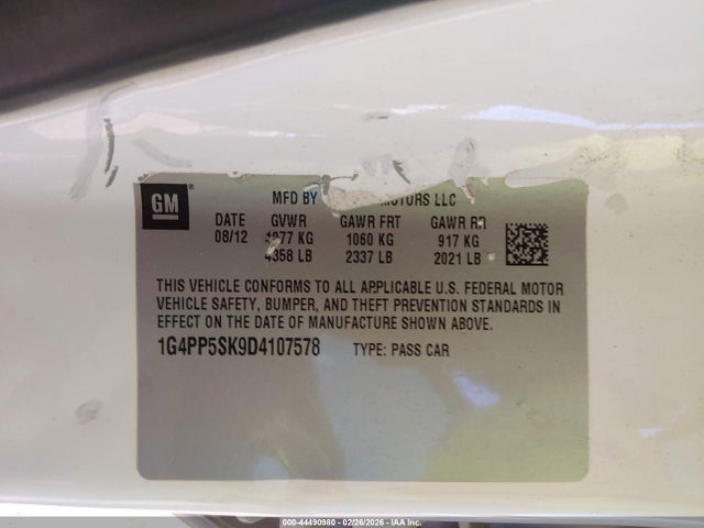 Продажа на аукционе авто 2013 Buick Verano, vin: 1G4PP5SK9D4107578, номер лота: 44490980