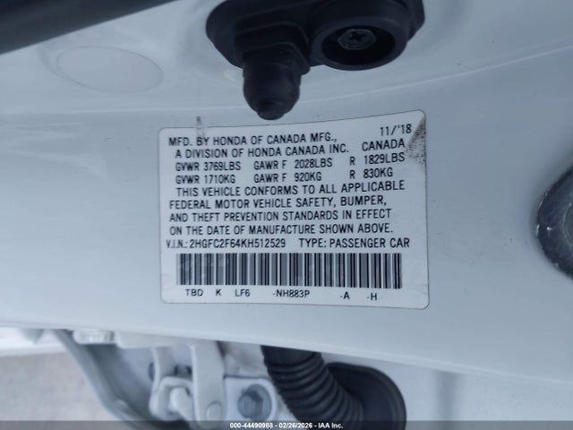 Honda Civic Lx 2019 2HGFC2F64KH512529 Image 9