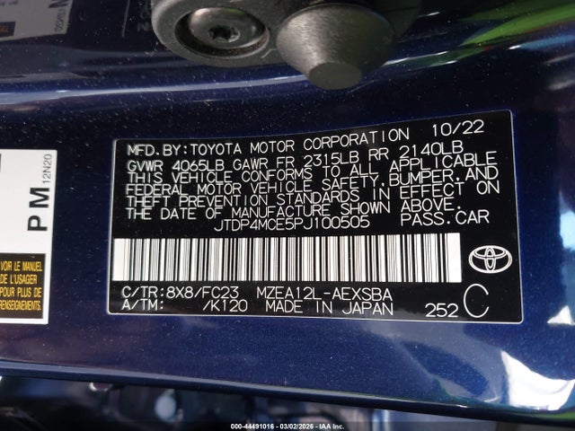 JTDP4MCE5PJ100505 Toyota COROLLA SE