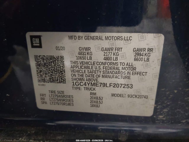 1GC4YME79LF207253 Chevrolet Silverado 2500hd 4wd Standard Bed Custom