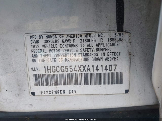 Продажа на аукционе авто 1999 Honda Accord Lx, vin: 1HGCG554XXA141407, номер лота: 44491030