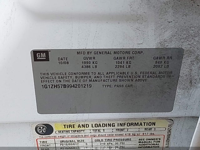 2009 CHEVROLET MALIBU 1G1ZH57B994201219 Photo 8