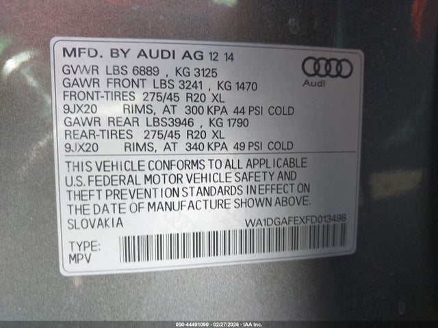 2015 AUDI Q7 WA1DGAFEXFD013498 Photo 8