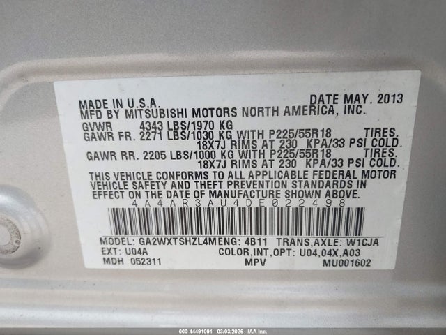 2013 MITSUBISHI OUTLANDER SPORT 4A4AR3AU4DE022498 Photo 8