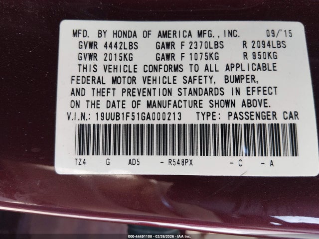 19UUB1F51GA000213 Acura TLX TECH