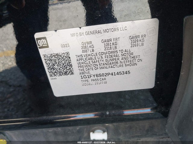 1G1FY6S02P4145345 Chevrolet Bolt Euv Fwd Lt