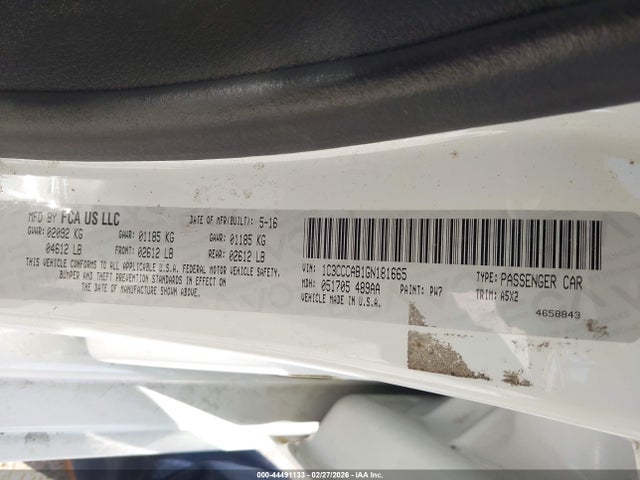 Aukcja sprzedaży 2016 Chrysler 200 Limited, vin: 1C3CCCAB1GN181665, numer aukcji: 44491133