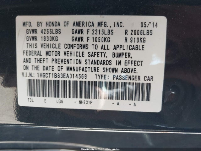 Honda Accord Ex-l 2014 1HGCT1B83EA014569 Image 9
