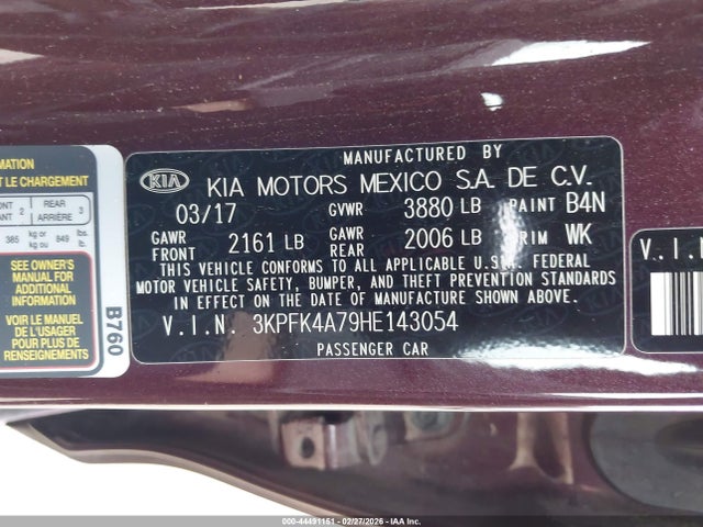 KIA FORTE LX 2017 3KPFK4A79HE143054 Image 9