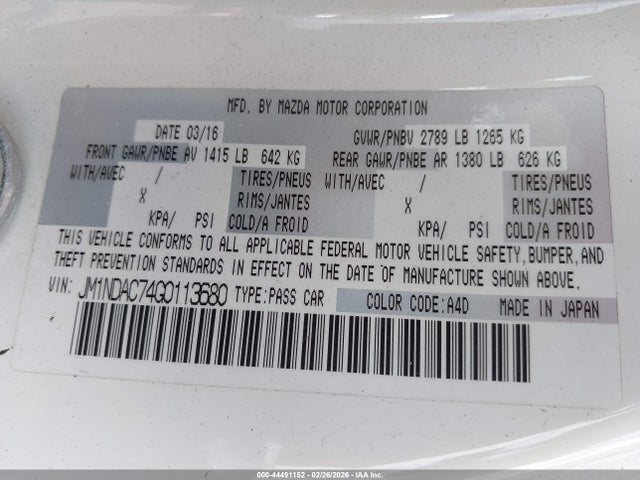 2016 MAZDA MX-5 MIATA JM1NDAC74G0113680 Photo 8