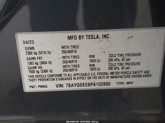 7SAYGDEE8PA102880 Tesla Model Y Awd/long Range Dual Motor All-wheel Drive