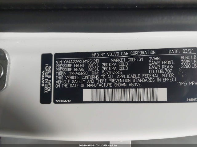 2021 VOLVO XC90 YV4A22PK0M1751310 Photo 8