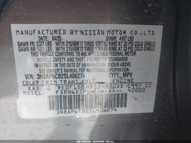 3N8AP6CB2SL406274 Nissan Kicks Sv Intelligent Awd