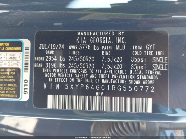 5XYP64GC1RG550772 KIA Telluride S