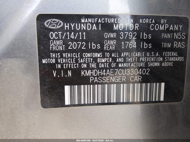 2012 HYUNDAI ELANTRA KMHDH4AE7CU330402 Photo 8