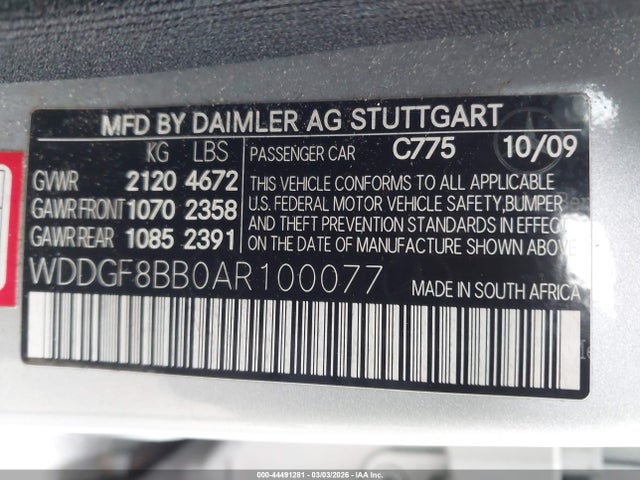 Продажа на аукционе авто 2010 Mercedes-benz C 300 Sport 4matic, vin: WDDGF8BB0AR100077, номер лота: 44491281