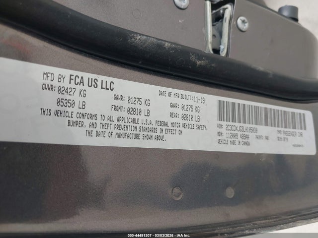 2C3CDXJG3LH105030 Dodge Charger Sxt Awd
