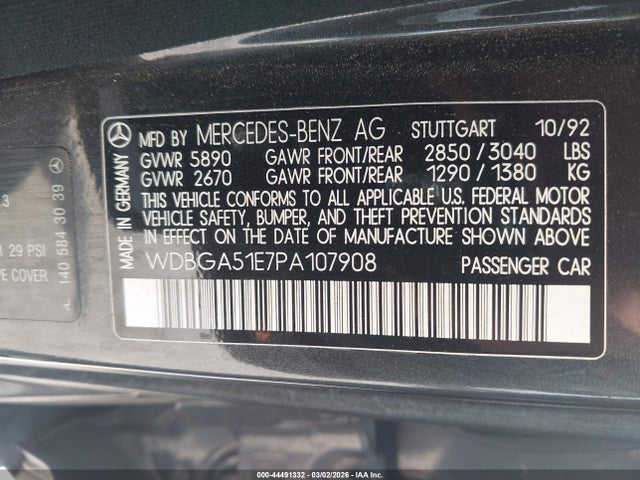 1993 MERCEDES-BENZ 500 WDBGA51E7PA107908 Photo 8