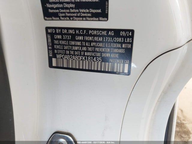 2015 PORSCHE CAYMAN WP0AB2A80FK181435 Photo 8