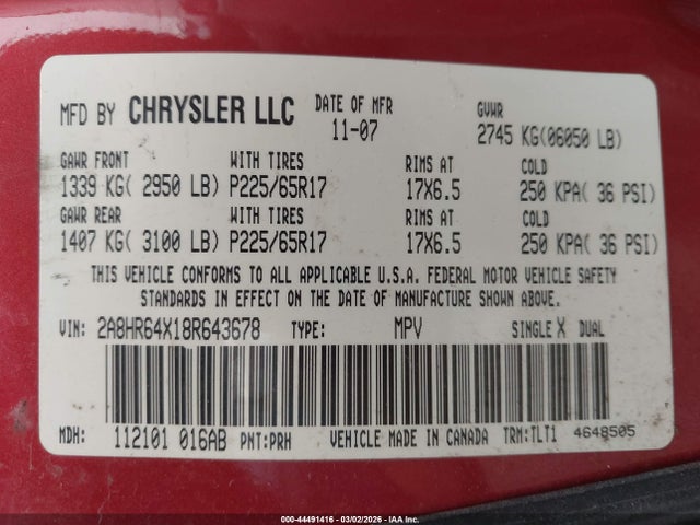 2008 CHRYSLER TOWN & COUNTRY 2A8HR64X18R643678 Photo 8