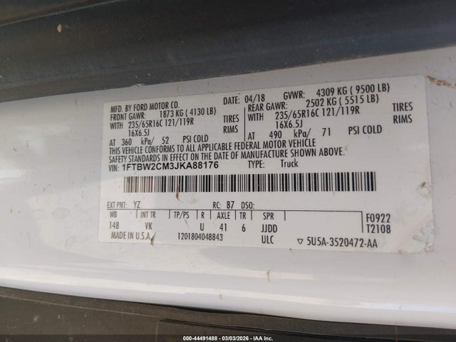 1FTBW2CM3JKA88176 Ford Transit-350