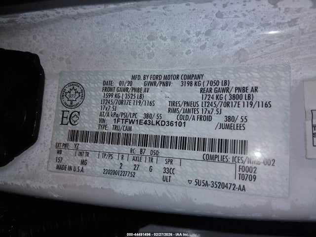 Ford F-150 Xlt 2020 1FTFW1E43LKD36101 Image 9