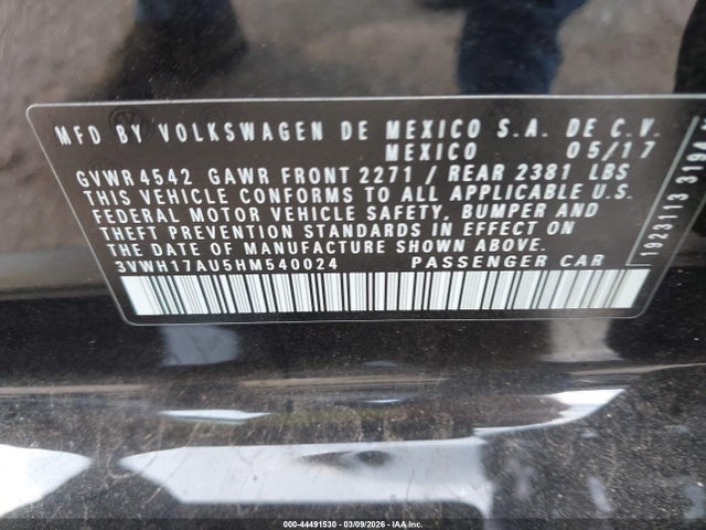 44491530 :رقم المزاد ، 3VWH17AU5HM540024 vin ، 2017 Volkswagen Golf Alltrack Tsi S/tsi Se/tsi Sel مزاد بيع
