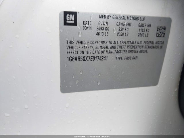 2014 Cadillac Cts Luxury მანქანა იყიდება აუქციონზე, vin: 1G6AR5SX7E0174241, აუქციონის ნომერი: 44491631