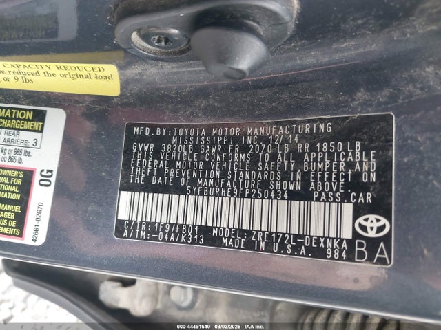 Toyota COROLLA LE 2015 5YFBURHE9FP250434 Image 9