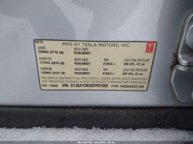 2013 TESLA MODEL S 5YJSA1CN2DFP07000 Photo 8