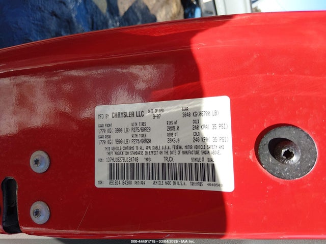 Продаж на аукціоні авто 2008 Dodge Ram 1500 Slt, vin: 1D7HU18278J124748, номер лоту: 44491715