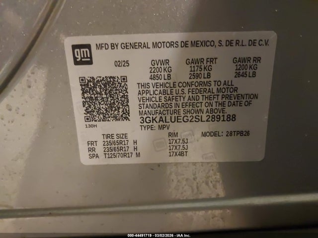 2025 Gmc Terrain Awd Elevation მანქანა იყიდება აუქციონზე, vin: 3GKALUEG2SL289188, აუქციონის ნომერი: 44491719