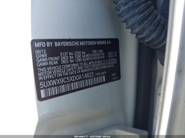 44491777 :رقم المزاد ، 5UXWX9C5XD0A14822 vin ، 2013 Bmw X3 Xdrive28i مزاد بيع
