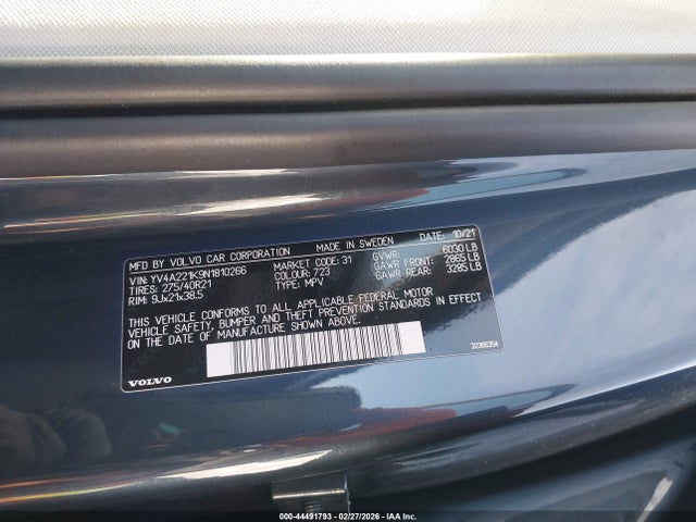 Продаж на аукціоні авто 2022 Volvo Xc90 T6 Momentum 6 Passenger, vin: YV4A221K9N1810266, номер лоту: 44491793