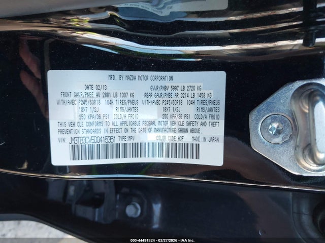 44491824 :رقم المزاد ، JM3TB3CV5D0415361 vin ، 2013 Mazda Cx-9 Touring مزاد بيع