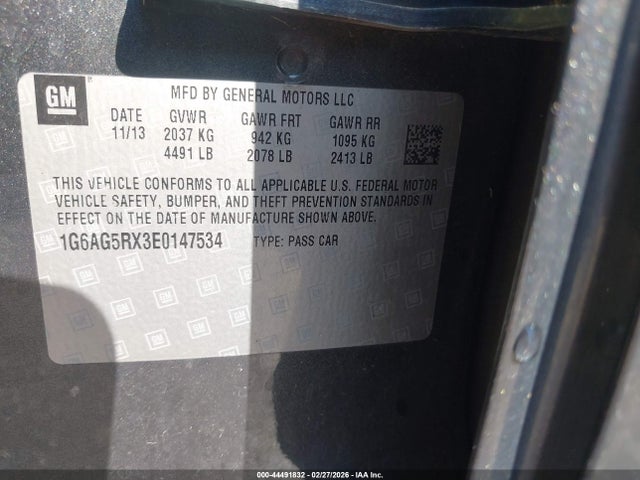 Продаж на аукціоні авто 2014 Cadillac Ats Standard, vin: 1G6AG5RX3E0147534, номер лоту: 44491832
