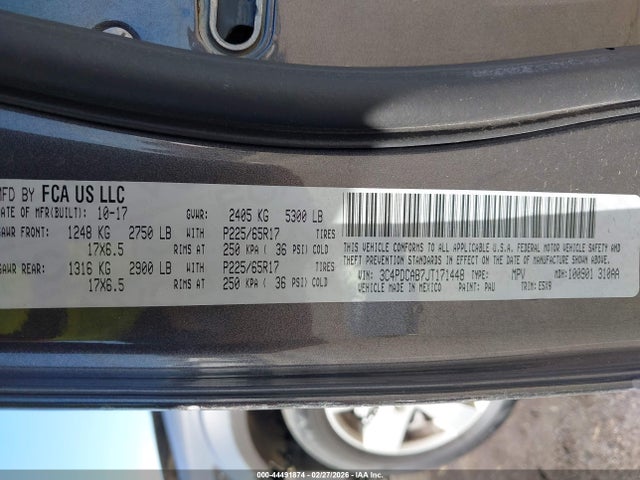 Продажа на аукционе авто 2018 Dodge Journey Se, vin: 3C4PDCAB7JT171448, номер лота: 44491874
