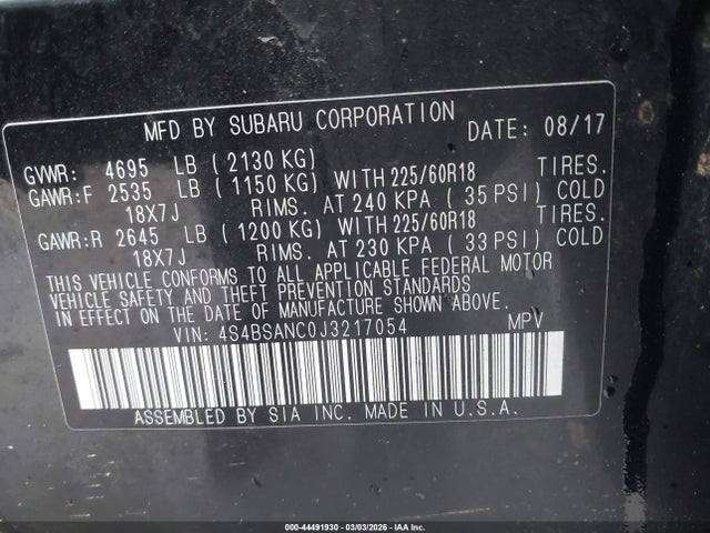 2018 SUBARU OUTBACK 4S4BSANC0J3217054 Photo 8